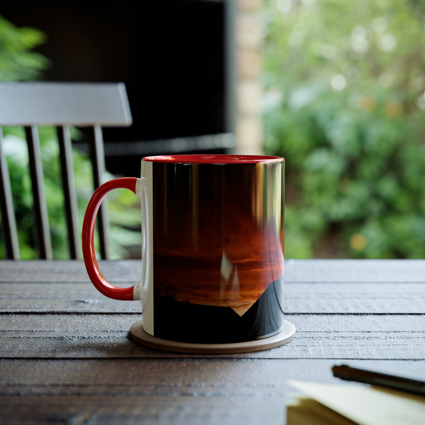 Sunset from my Window - Two-Tone Coffee Mugs, 11oz