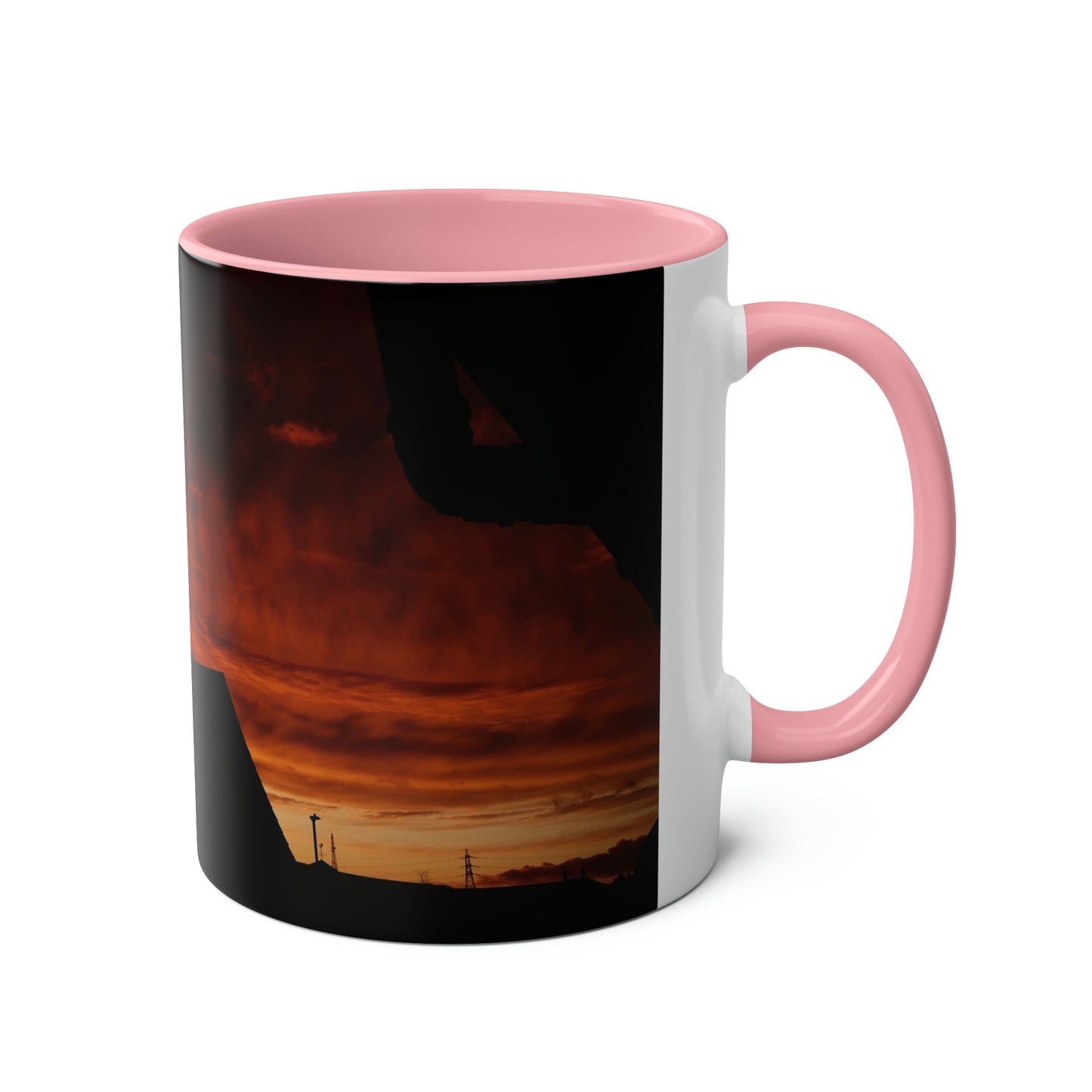 Sunset from my Window - Two-Tone Coffee Mugs, 11oz