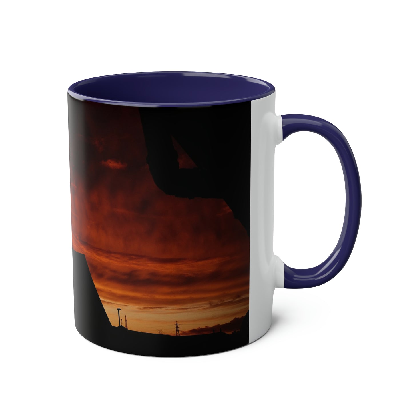 Sunset from my Window - Two-Tone Coffee Mugs, 11oz