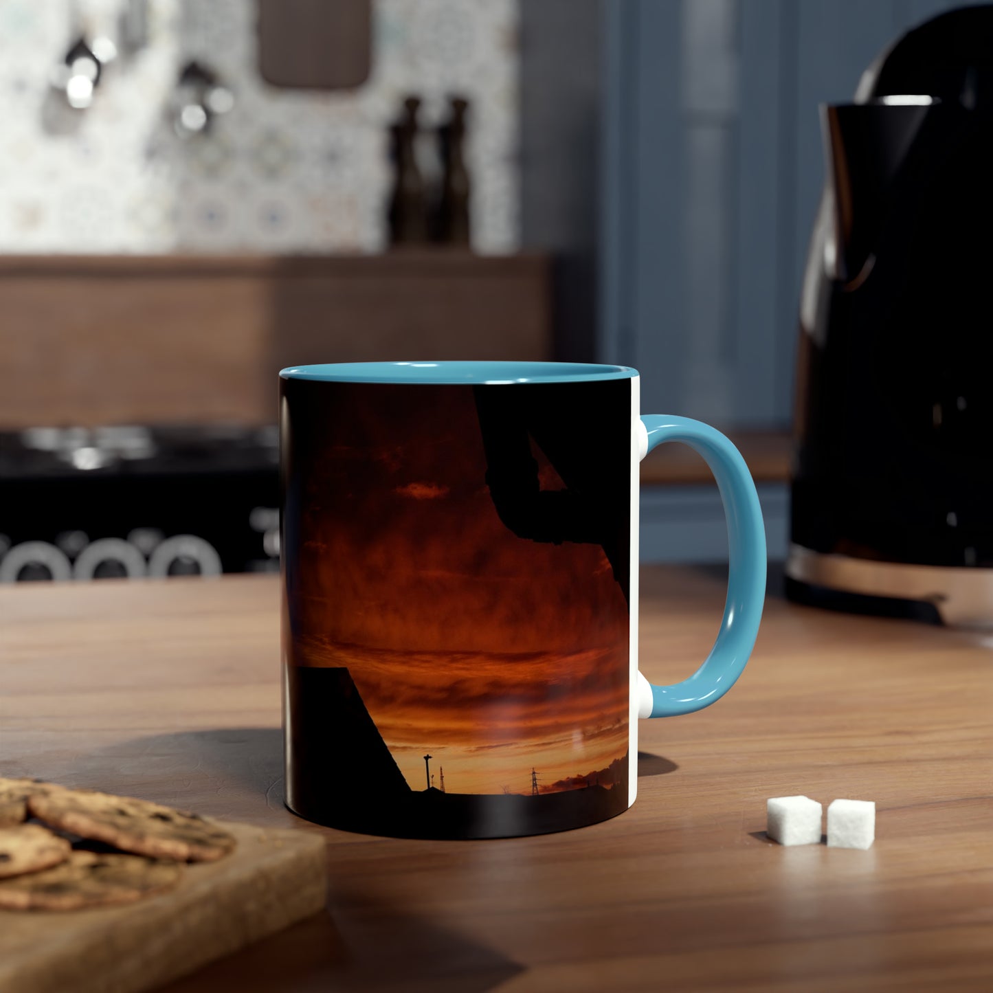 Sunset from my Window - Two-Tone Coffee Mugs, 11oz