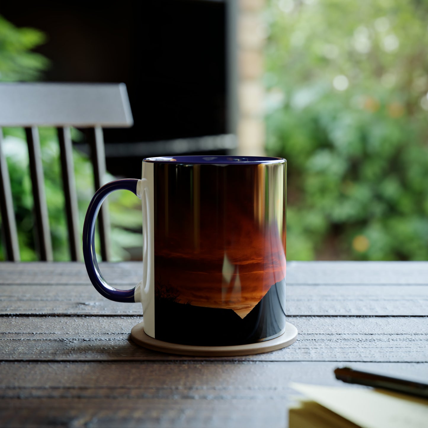 Sunset from my Window - Two-Tone Coffee Mugs, 11oz
