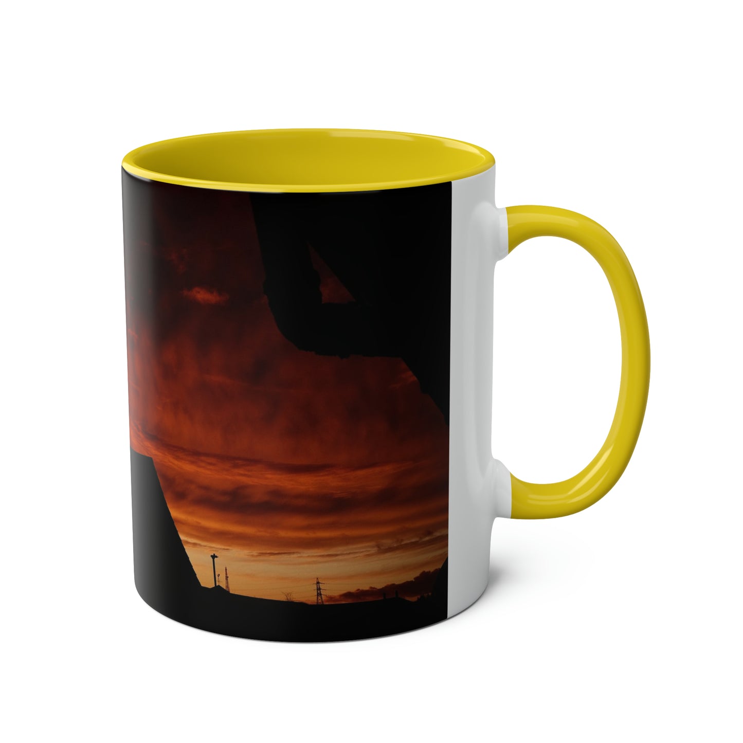Sunset from my Window - Two-Tone Coffee Mugs, 11oz